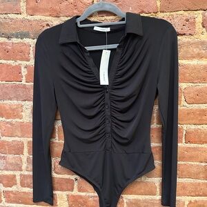 Femme Black Ruched Bodysuit